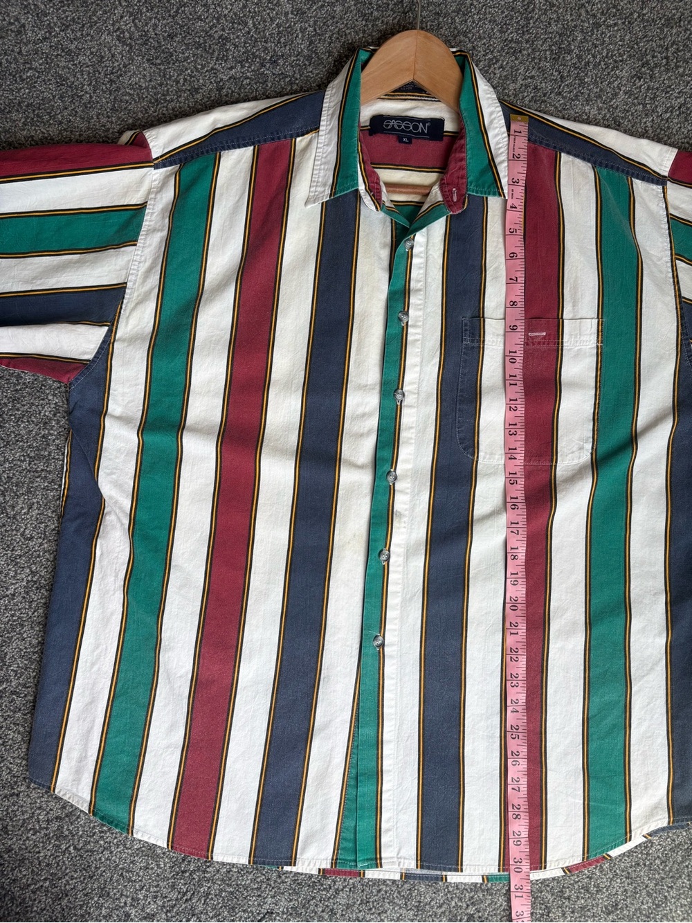 Vintage Sasson 90s Butter Mom Striped Oversized Button Up Shirt Colorblock XL - Picture 8 of 10